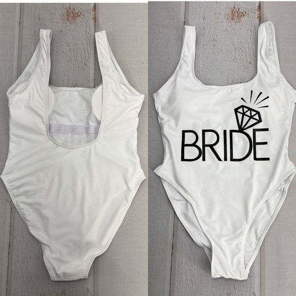 NWOT Bride Letter Print Diamond Pattern One Piece Swimsuit Bathing Suits Size S - Picture 17 of 17